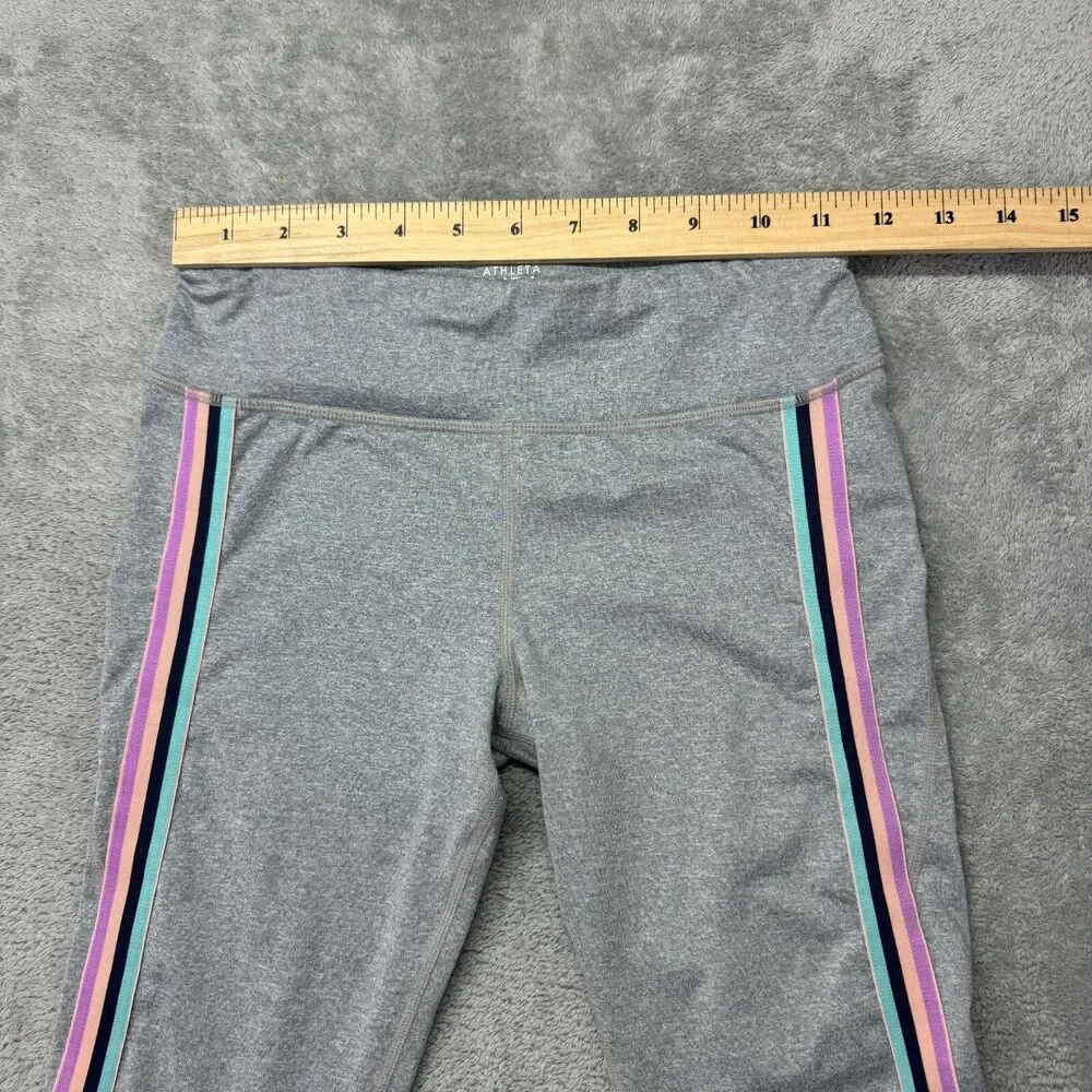 Athleta Girl Leggings Girls Extra Large 14 Gray Colorful Stretch Workout Striped